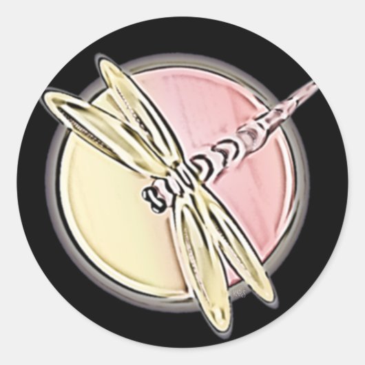 Dragonfly Cutout Ronde Sticker (Voorkant)