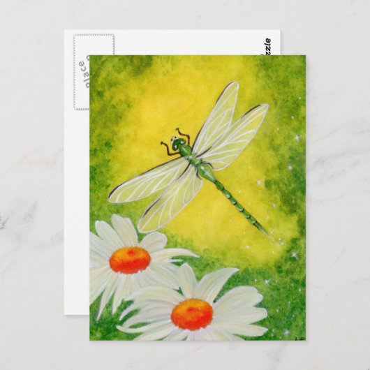 Dragonfly Daisies Briefkaart (Voorkant / Achterkant)