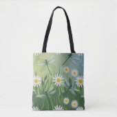 Dragonfly Daisies Shopping Errand Canvas tas (Voorkant)