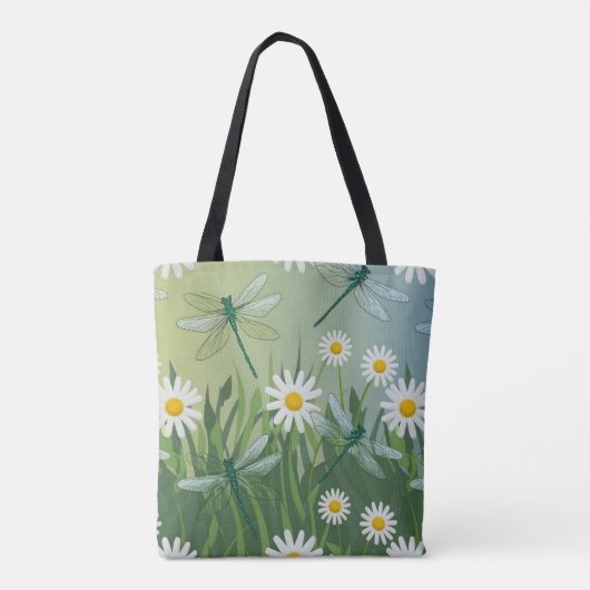 Dragonfly Daisies Shopping Errand Canvas tas (Achterkant)