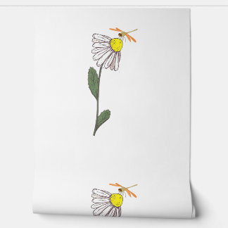 Dragonfly Daisy Flower, Floral Dragonfly T-shirt Behang