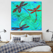 Dragonfly Dance Canvas Afdruk (Insitu (Slaapkamer))