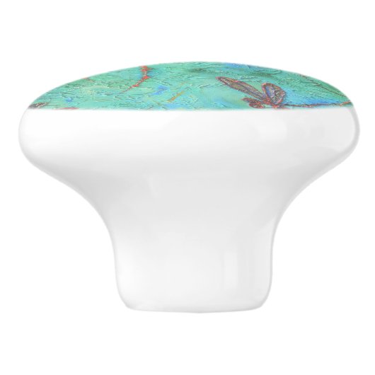 Dragonfly Dance Ceramic Knob. Keramische Knop (Zijkant)