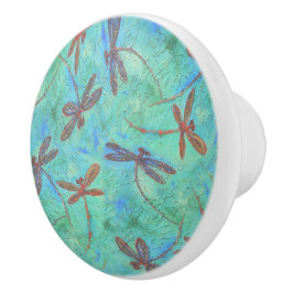 Dragonfly Dance Ceramic Knob. Keramische Knop