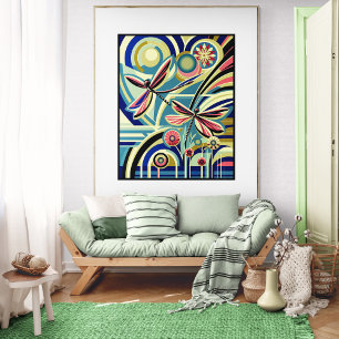 Dragonfly Dance: een Art Deco-vlucht Poster