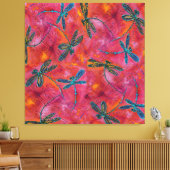 Dragonfly Dance Fuchsia PINK Canvas Afdruk (Insitu (Woonkamer))