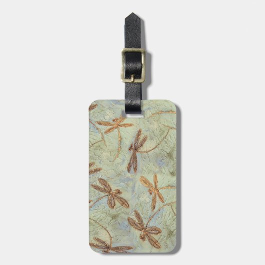 Dragonfly Dance Gold Bagagelabel (Voorkant verticaal)