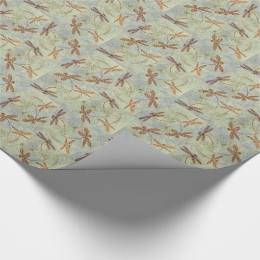 Dragonfly Dance Gold Cadeaupapier (Hoek)