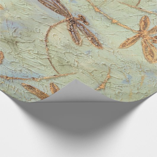 Dragonfly Dance Gold Cadeaupapier (Hoek)