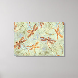 Dragonfly Dance Gold Canvas Afdruk