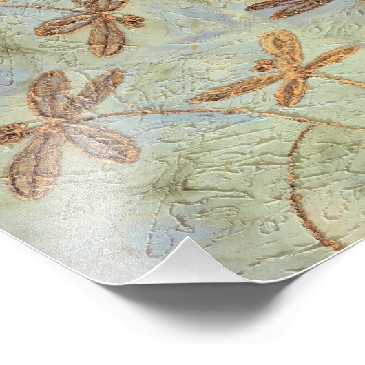 Dragonfly Dance Gold Foto Afdruk (Hoek)