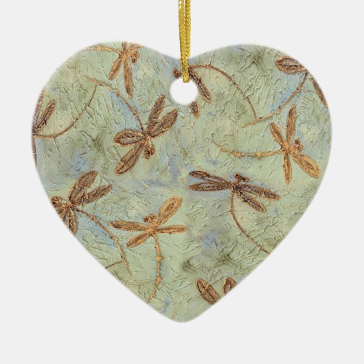 Dragonfly Dance Gold Keramisch Ornament (Voorkant)