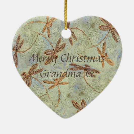 Dragonfly Dance Gold Keramisch Ornament (Achterkant)