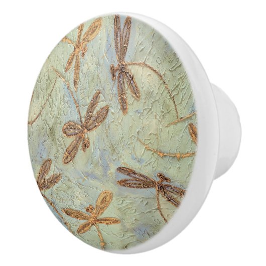 Dragonfly Dance Gold Keramische Knop (Rechts)