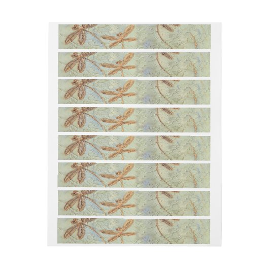 Dragonfly Dance Gold Omwikkelbaar Adreslabel (Vel)