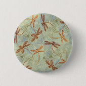 Dragonfly Dance Gold Ronde Button 5,7 Cm (Voorkant)