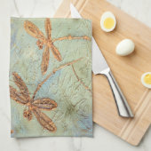 Dragonfly Dance Gold Theedoek (Quarter Fold)