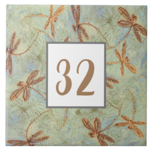 Dragonfly Dance Gold Tile Number Tegeltje