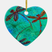 Dragonfly Dance Heart kerstversiering Aangepast Keramisch Ornament (Voorkant)