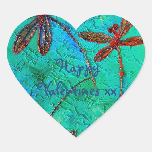 Dragonfly Dance Heart Sticker (Voorkant)