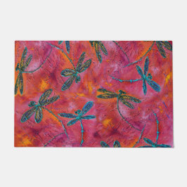 Dragonfly Dance Hot Fuchsia door Mat