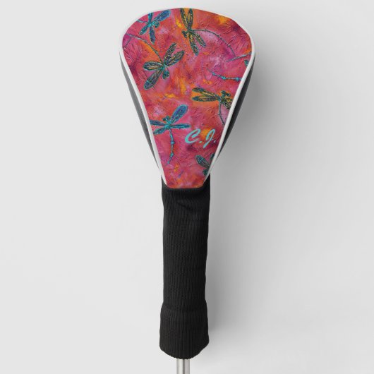 Dragonfly Dance Hot Fuchsia Golf Head Hoesje Golfheadcover (Voorkant)