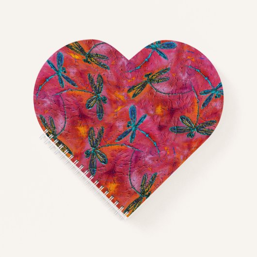 Dragonfly Dance Hot Fuchsia Heart Shaped Notitiebo Notitieboek (Voorkant)