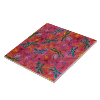 Dragonfly Dance Hot Fuchsia Tegeltje