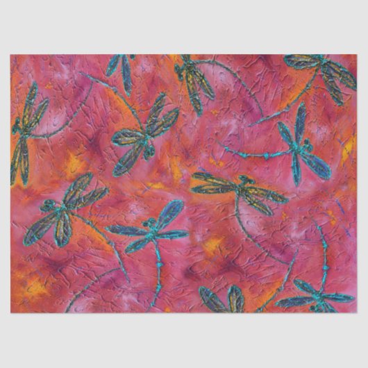 Dragonfly Dance Hot Fuchsia Tissuepapier (Voorkant)