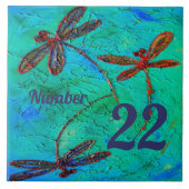 Dragonfly Dance House Number Tile Tegeltje (Voorkant)