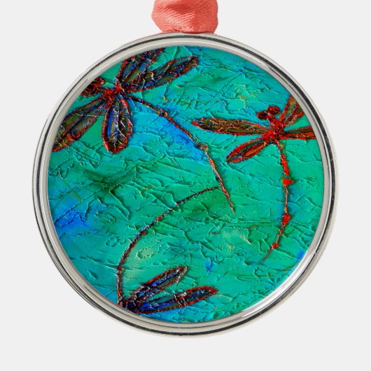 Dragonfly Dance Metalen Ornament (Voorkant)