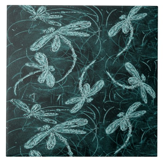 Dragonfly Dance Midnight Blue Tegeltje (Voorkant)