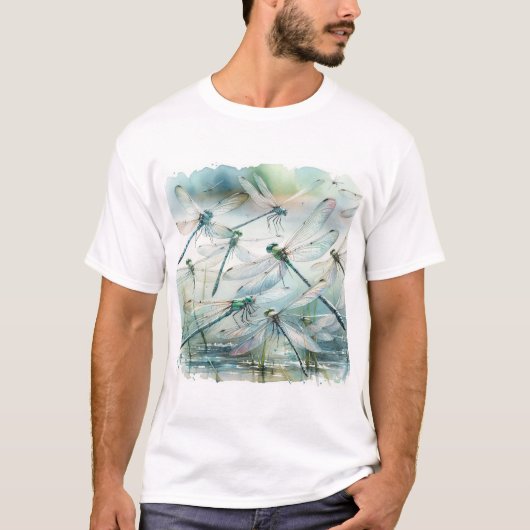 Dragonfly Dance REF181 - Watercolor T-shirt (Voorkant)