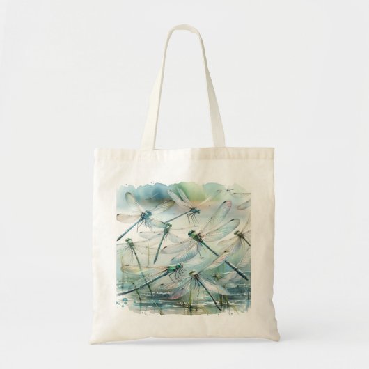 Dragonfly Dance REF181 - Watercolor Tote Bag (Voorkant)