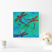 Dragonfly Dance Vierkante Klok (Huis)