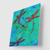 Dragonfly Dance Vierkante Klok (Hoek)