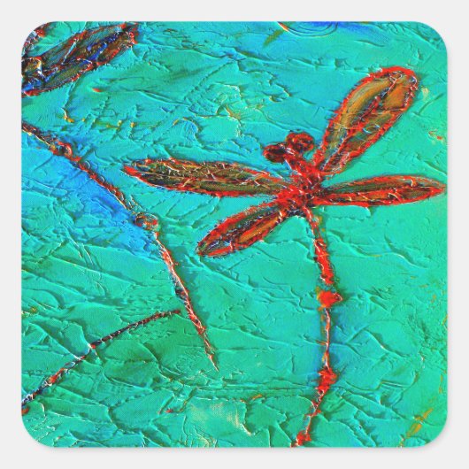 Dragonfly Dance Vierkante Sticker (Voorkant)