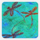 Dragonfly Dance Vierkante Sticker (Voorkant)