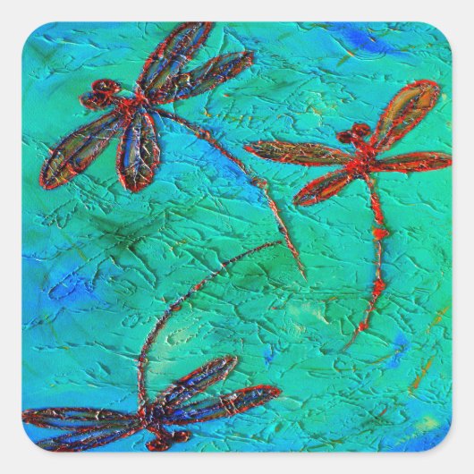 Dragonfly Dance Vierkante Sticker (Voorkant)