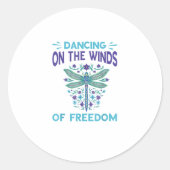 Dragonfly Dancing On The Winds Dragonfly Lovers Dr Ronde Sticker (Voorkant)