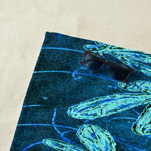 Dragonfly Dans Blauwe Tango Handdoekenset Strandlaken (In situ)