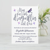 Dragonfly Death Announcement Funeral Arrangement Aankondiging (Staand voorkant)