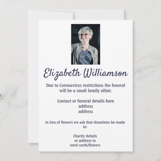 Dragonfly Death Announcement Funeral Arrangement Aankondiging (Achterkant)