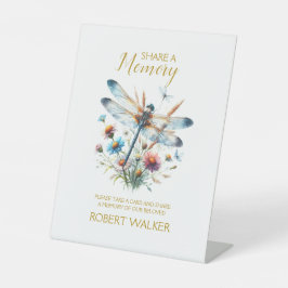 Dragonfly Deel een Geheugen Uitvaart Teken Reclamebord Met Voetstuk