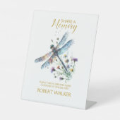 Dragonfly Deel een Geheugen Uitvaart Teken Reclamebord Met Voetstuk (Voorkant)