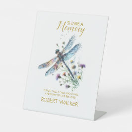 Dragonfly Deel een Geheugen Uitvaart Teken Reclamebord Met Voetstuk