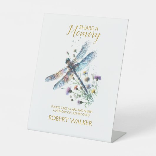 Dragonfly Deel een Geheugen Uitvaart Teken Reclamebord Met Voetstuk (Voorkant)