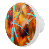 Dragonfly Desert Rood & Sinaasappel Flit Keramische Knop (Rechts)