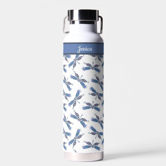 Dragonfly Design Pattern Custom Water Bottle Waterfles (Voorkant)