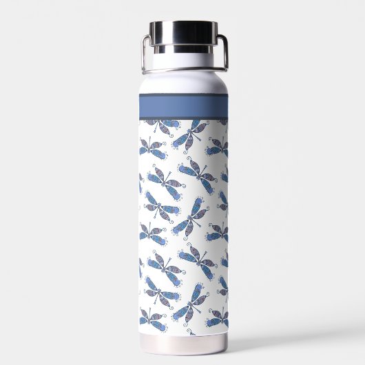 Dragonfly Design Pattern Custom Water Bottle Waterfles (Achterkant)